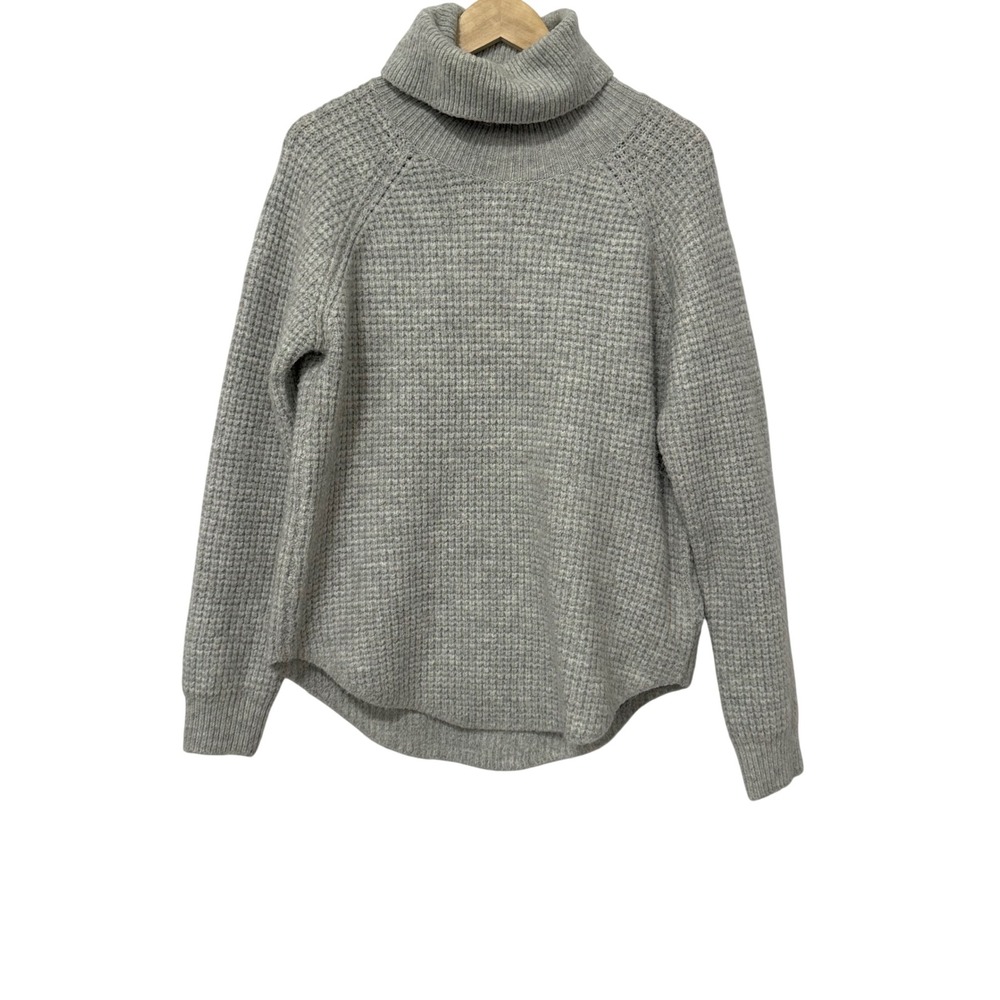 KUHL Sienna Turtleneck Sweater M Grey Waffle Knit Cozy Gorpcore